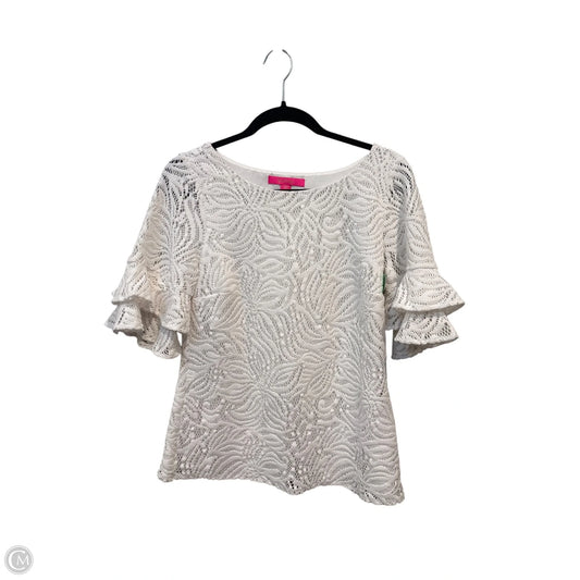 Top Short Sleeve Designer By Lilly Pulitzer In White, Size: M