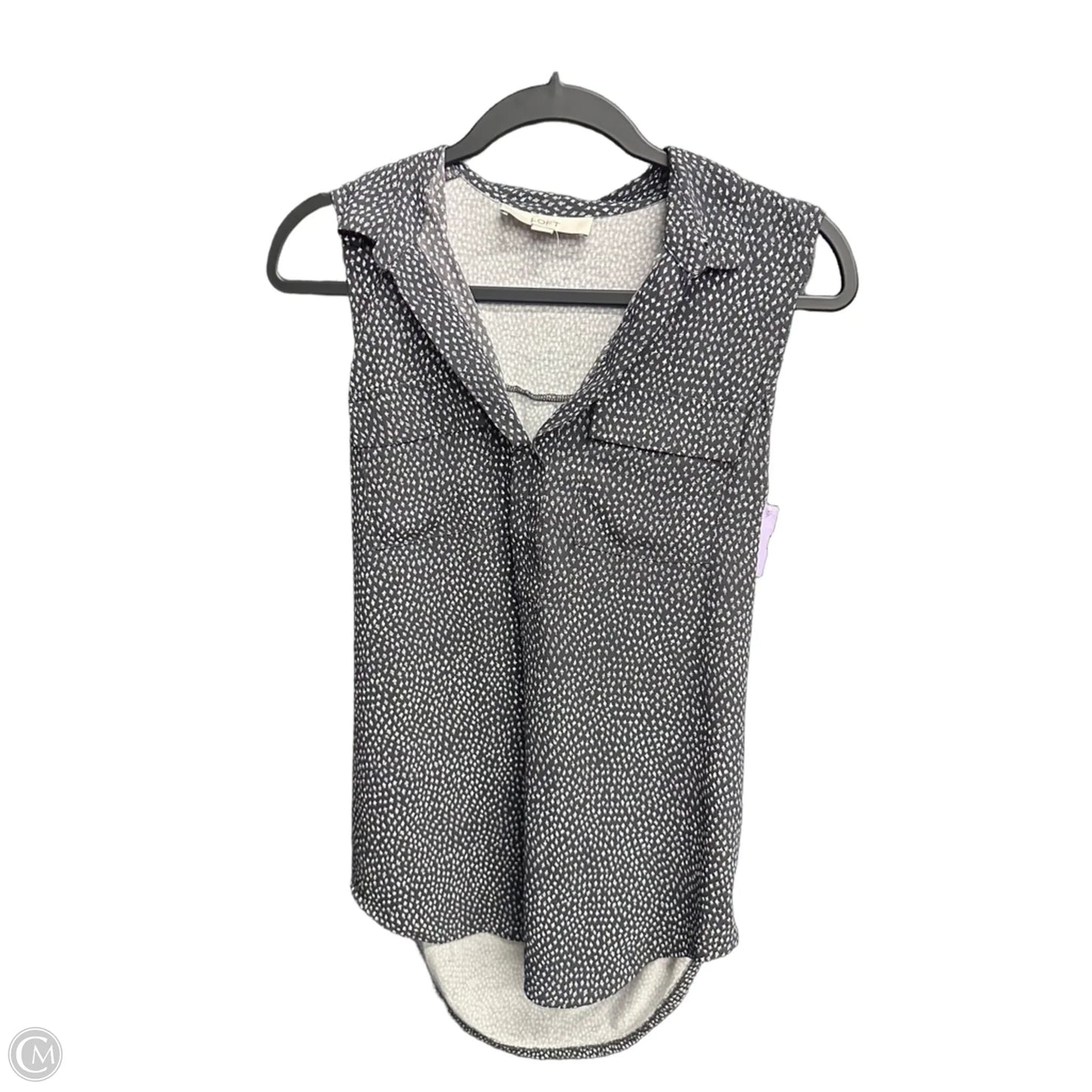 Top Sleeveless By Loft In Grey & White, Size: S