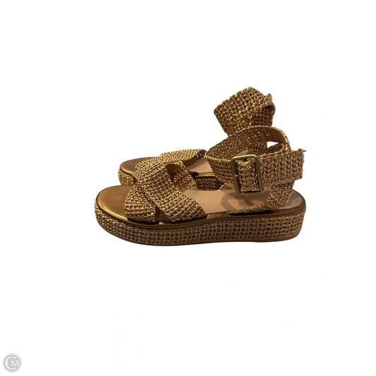 Sandals Heels Platform By Johnny Was In Gold, Size: 10