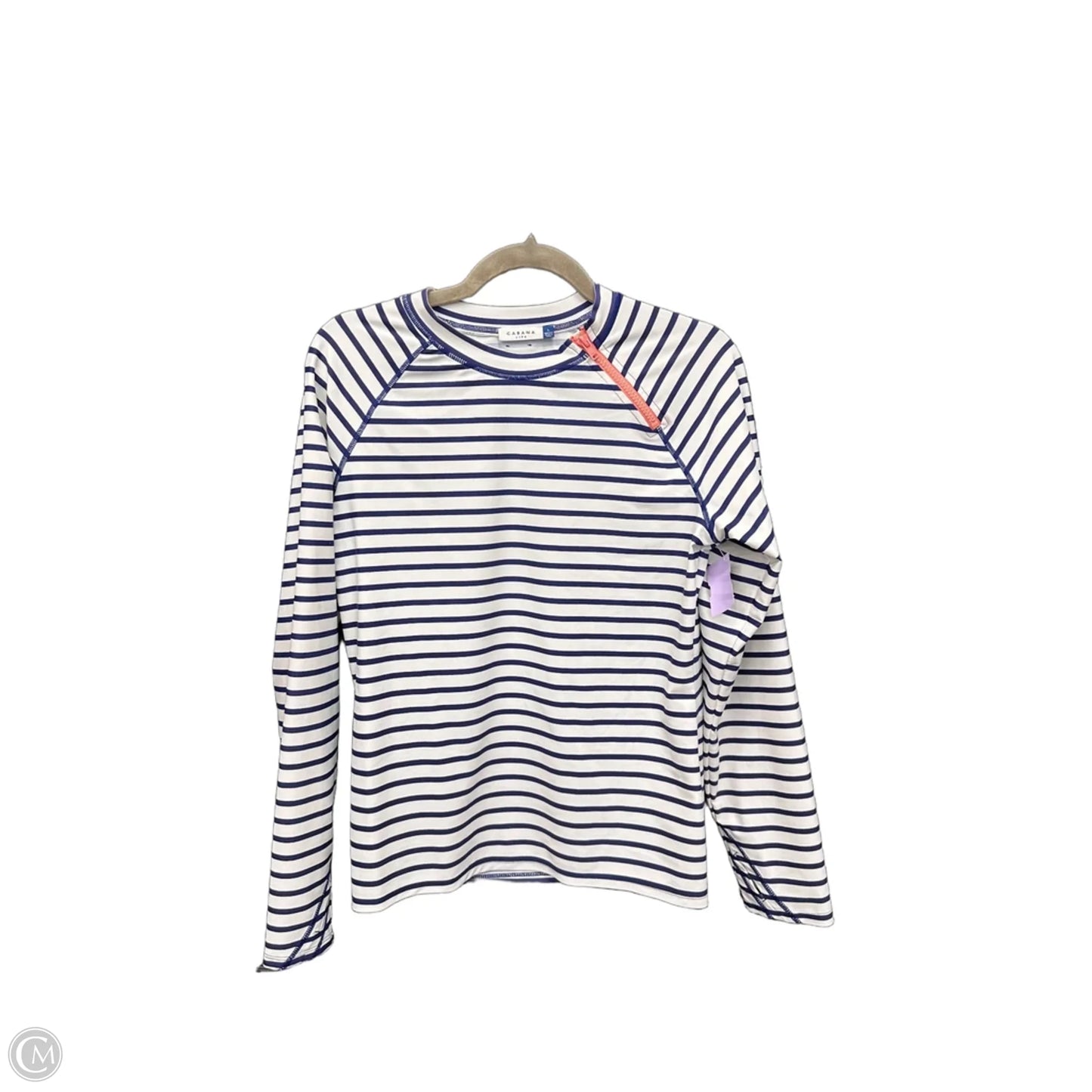Top Long Sleeve By Cabana Life In Striped Pattern, Size: L