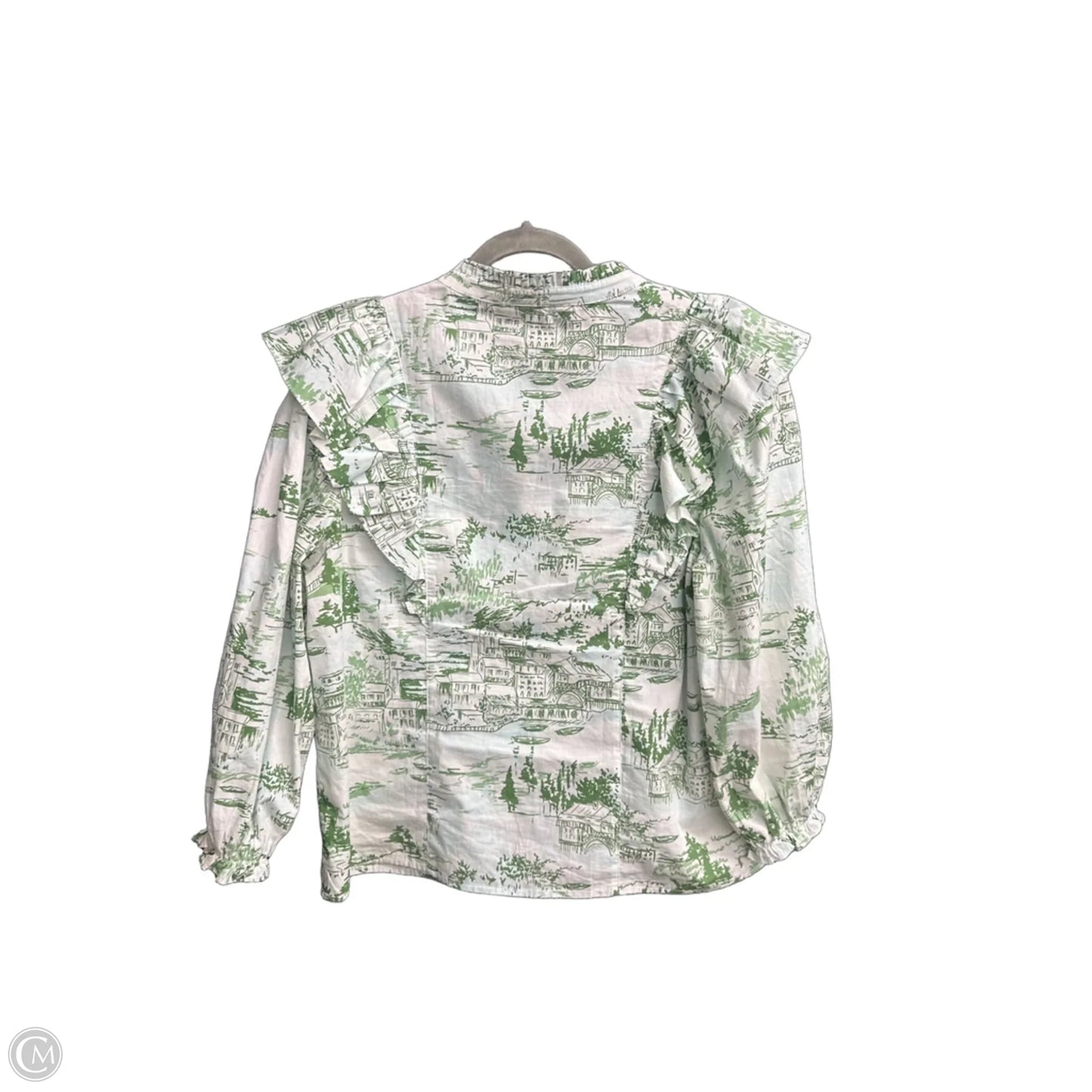 Top Long Sleeve By Sugar Lips In Green & White, Size: M