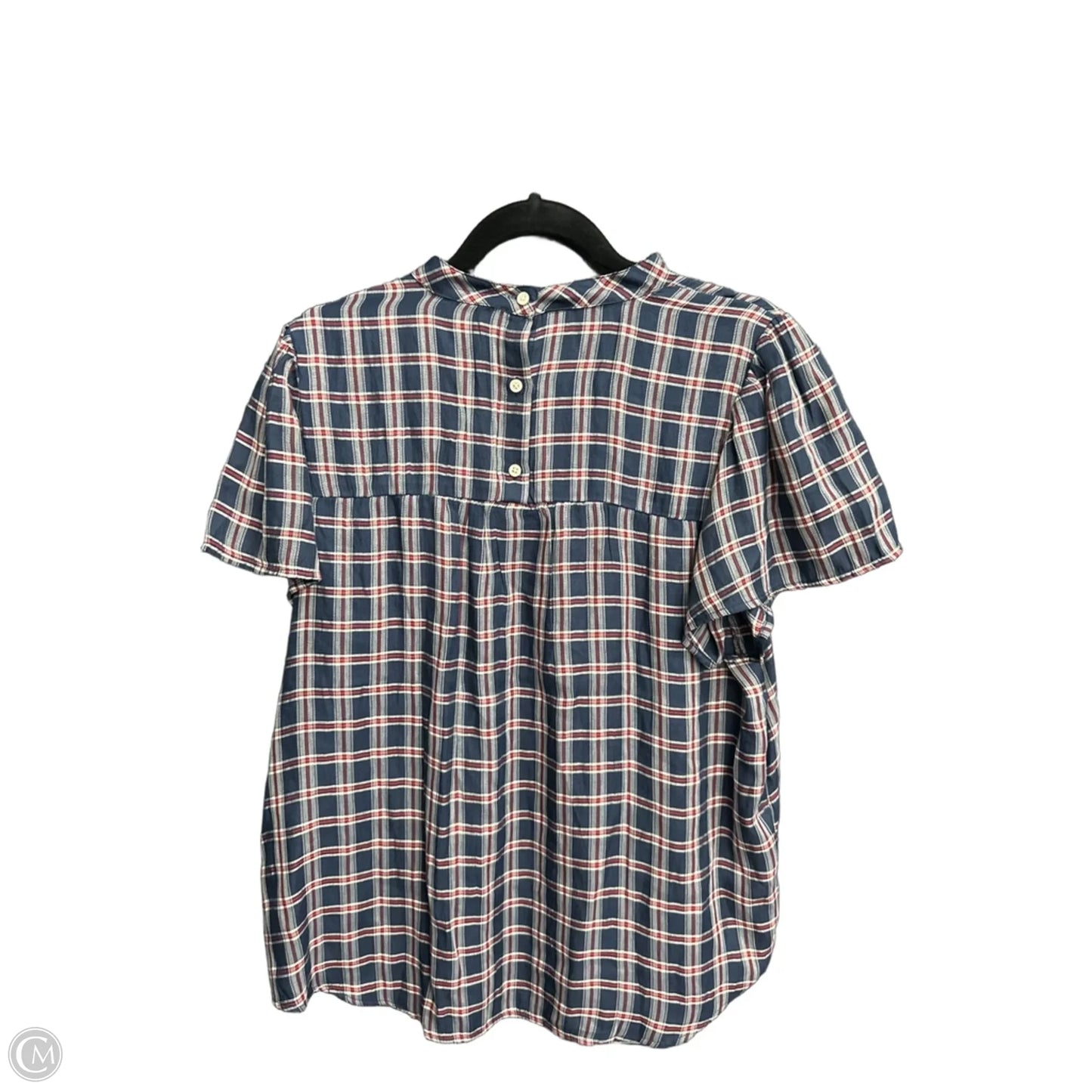 Top Short Sleeve By Loft In Plaid Pattern, Size: M