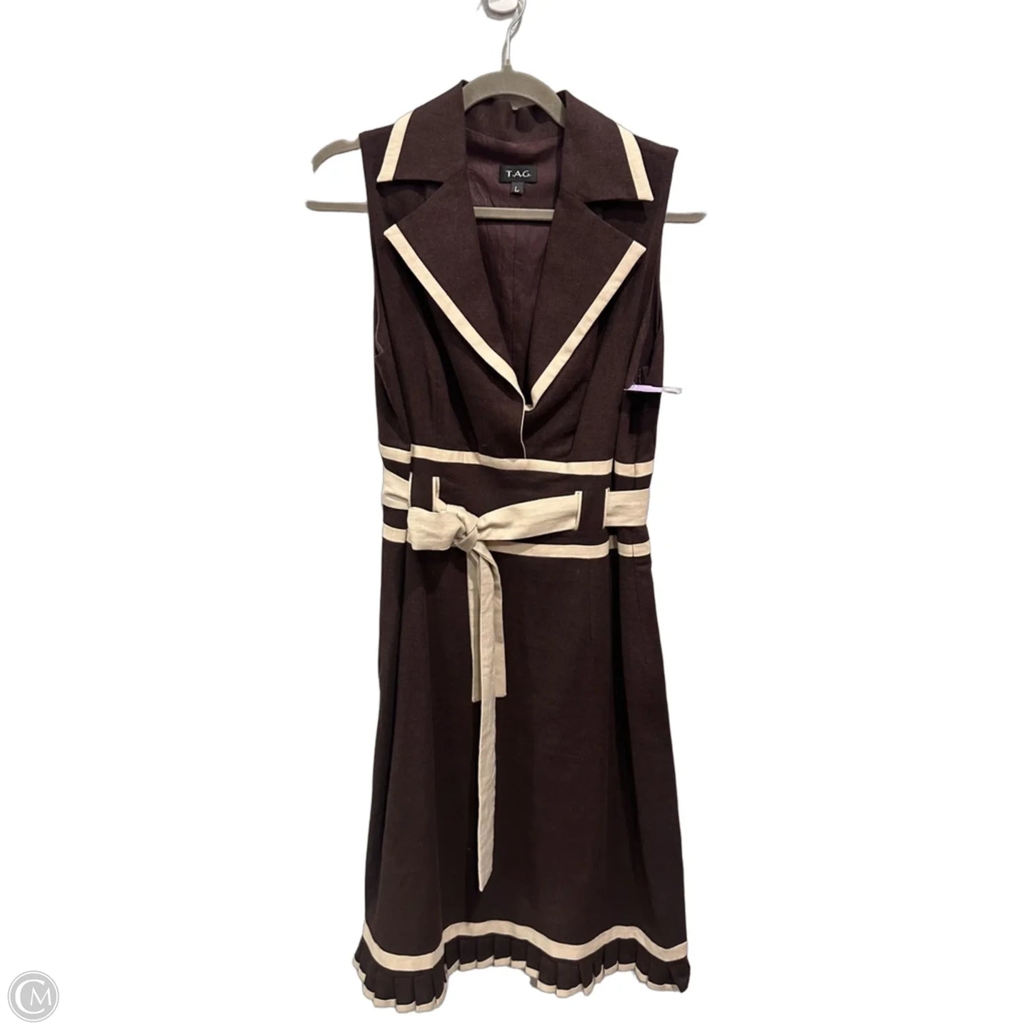 Dress Casual Midi By Clothes Mentor In Brown, Size: L