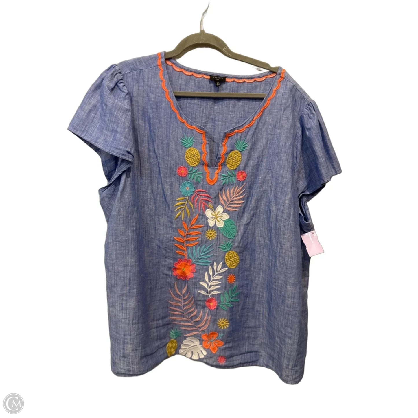 Top Short Sleeve By Talbots In Blue, Size: 3x