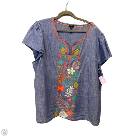 Top Short Sleeve By Talbots In Blue, Size: 3x