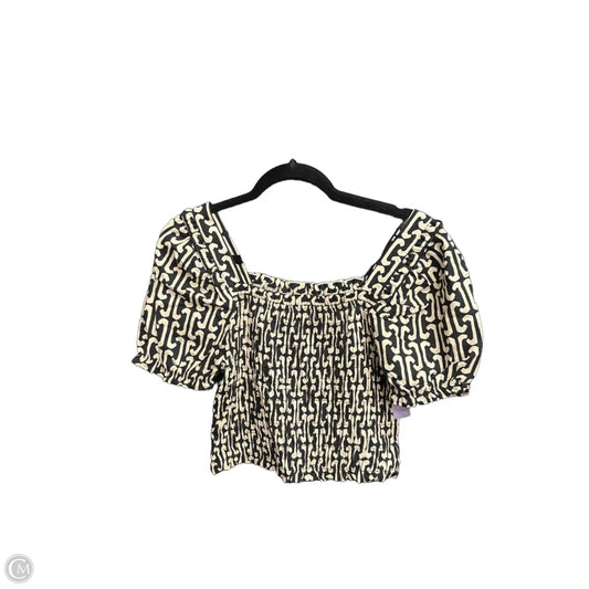 Top Short Sleeve By Monteau In Black & Cream, Size: L