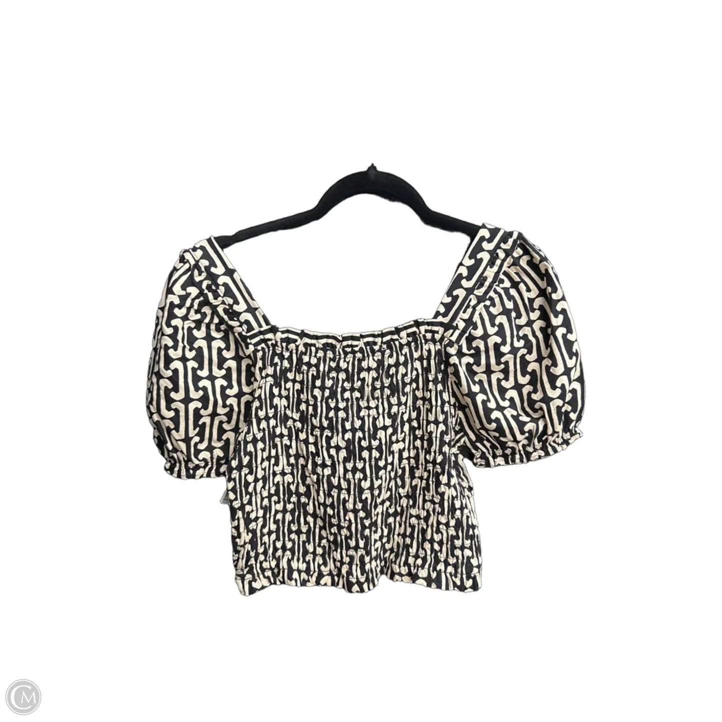 Top Short Sleeve By Monteau In Black & Cream, Size: L