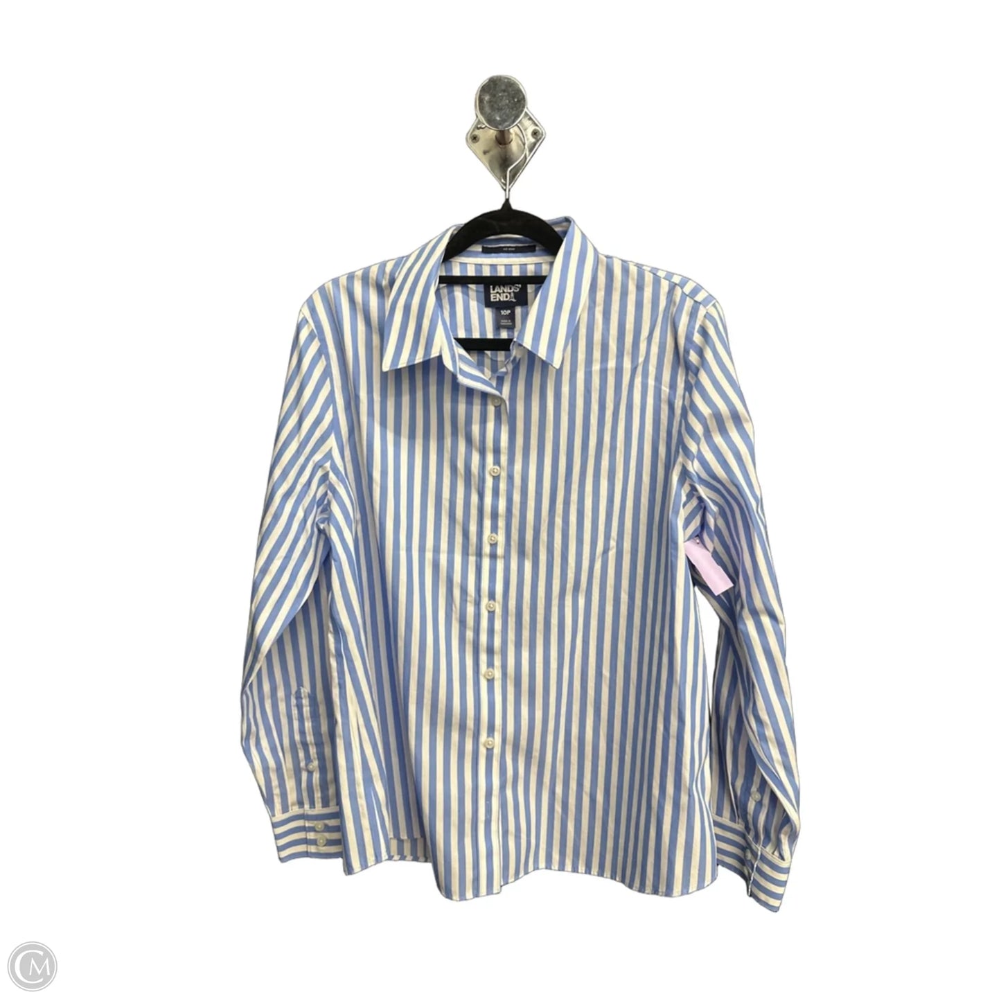 Top Long Sleeve By Lands End In Striped Pattern, Size: M