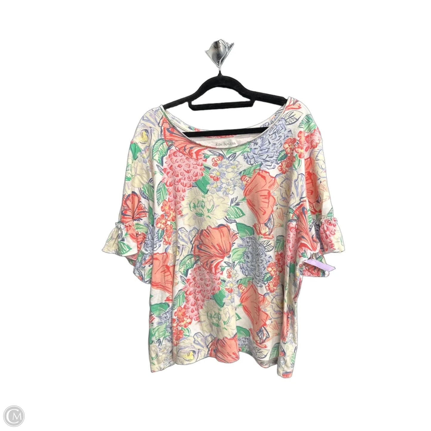 Top Short Sleeve By Kim Rogers In Floral Print, Size: Xl