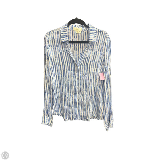 Top Long Sleeve By Cloth & Stone In Blue & White, Size: S
