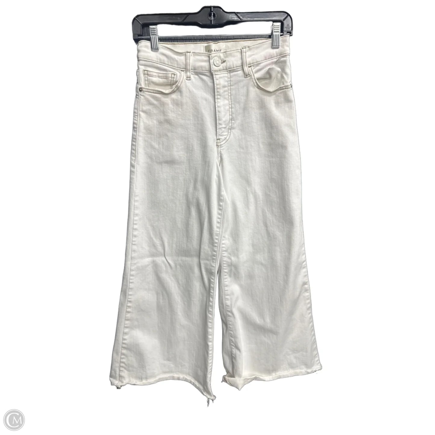 Jeans Wide Leg By Frame In White Denim, Size: 4