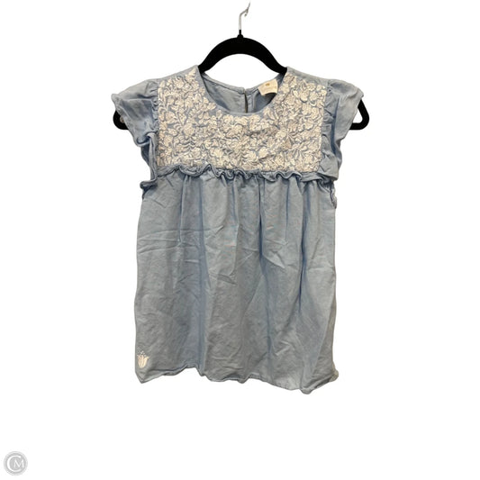 Blouse Short Sleeve By J.marie In Blue & White, Size: S