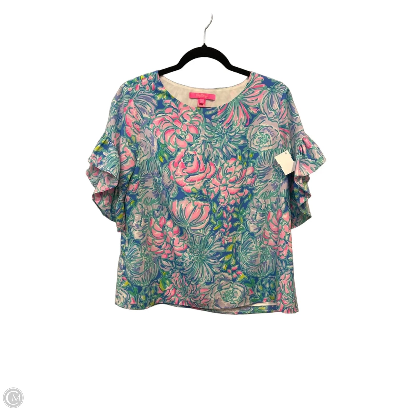 Top Short Sleeve Designer By Lilly Pulitzer In Floral Print, Size: S