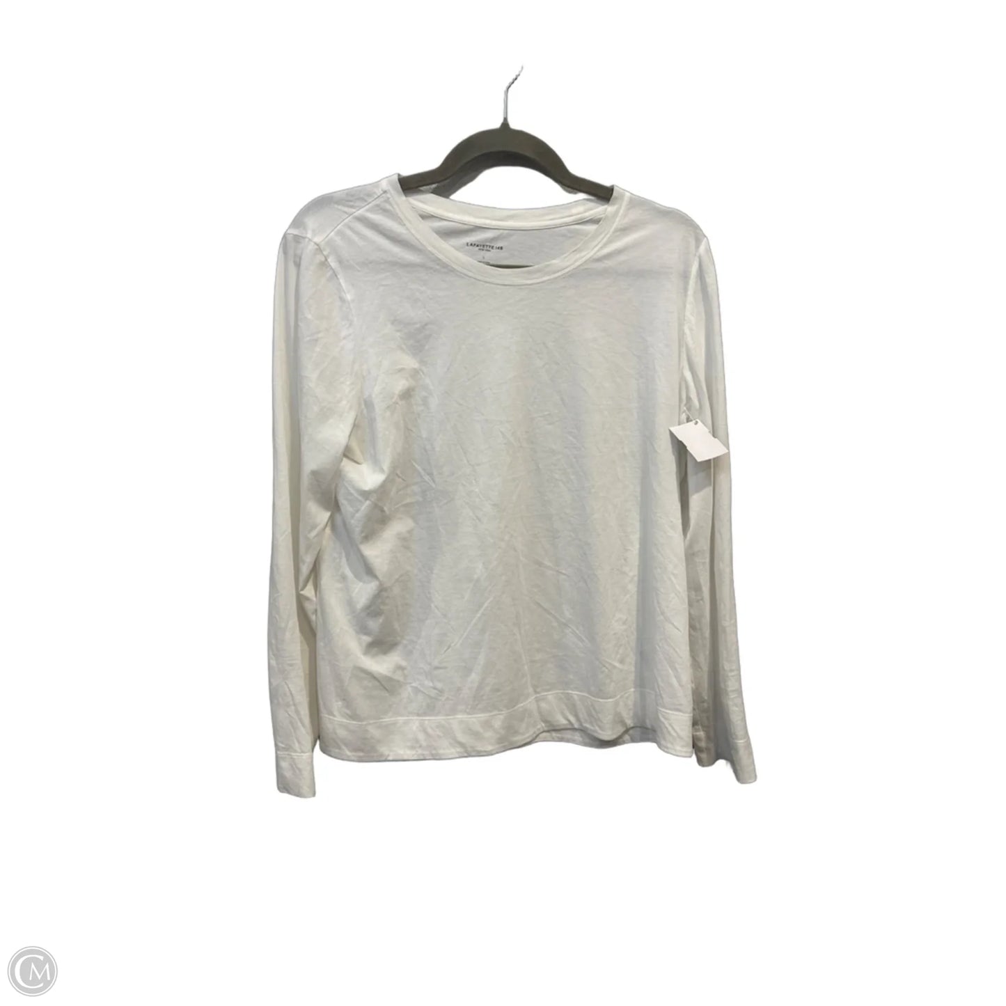 Top Long Sleeve Designer By Lafayette 148 In White, Size: L