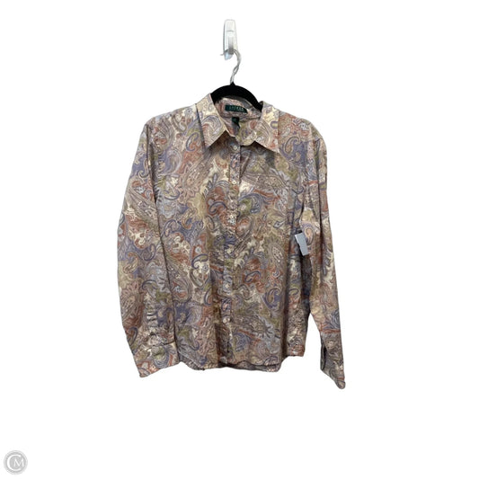 Top Long Sleeve By Ralph Lauren In Paisley Print, Size: Xl
