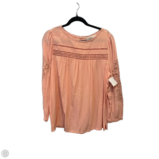 Top Long Sleeve By Loft In Peach, Size: M