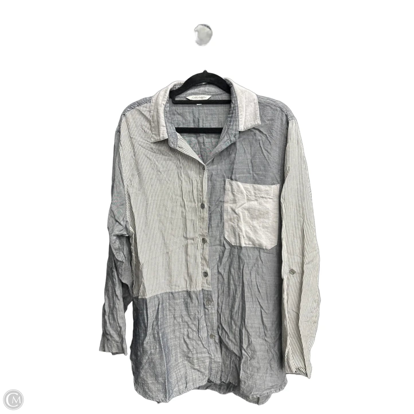 Top Long Sleeve By John Mark In Grey, Size: M