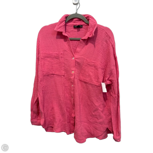 Top Long Sleeve By Saks Fifth Avenue In Pink, Size: M