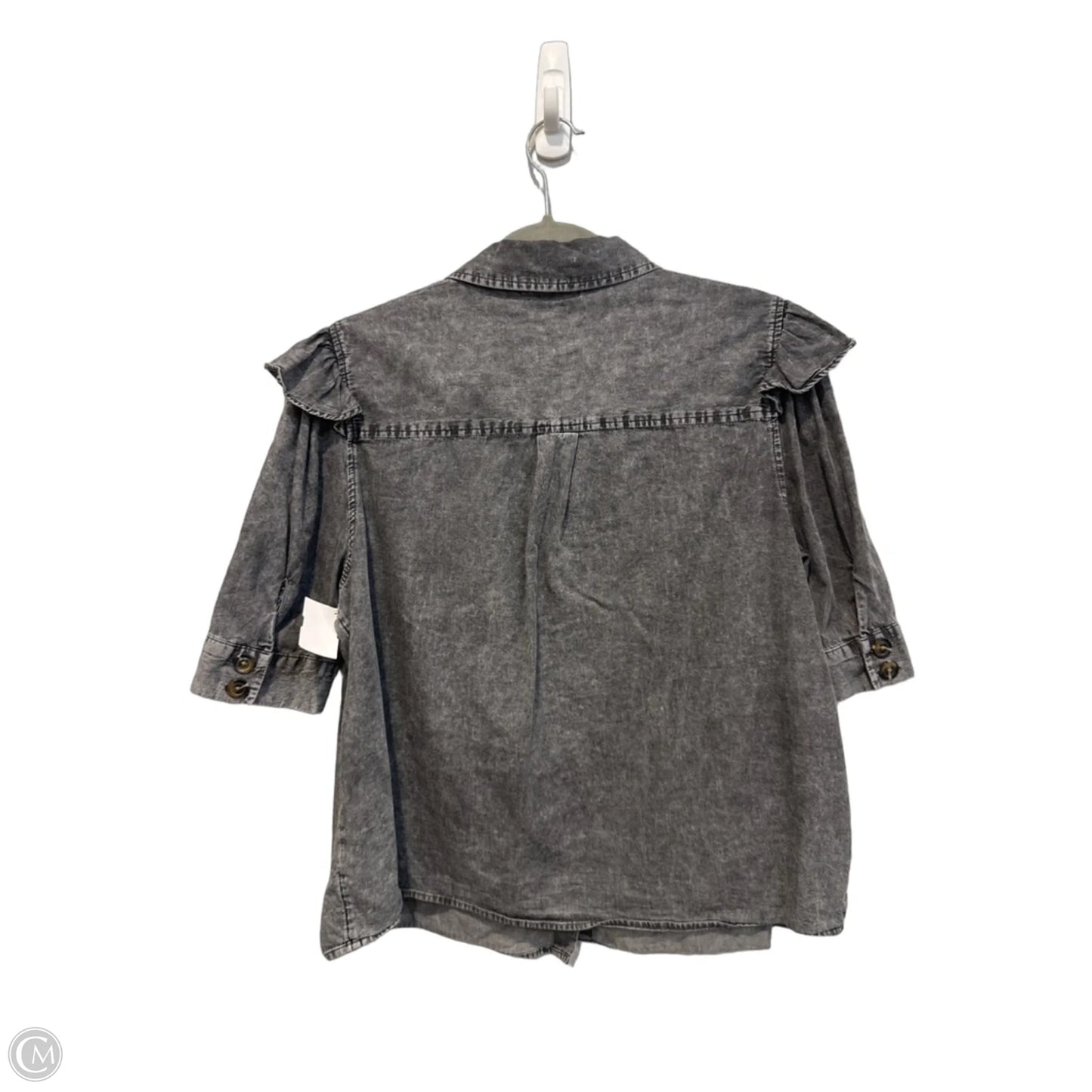 Top Short Sleeve By Who What Wear In Black Denim, Size: Xl