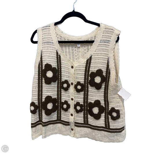 Top Sleeveless By Anniewear In Brown & Cream, Size: L