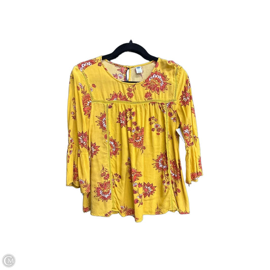 Top 3/4 Sleeve By Old Navy In Floral Print, Size: M