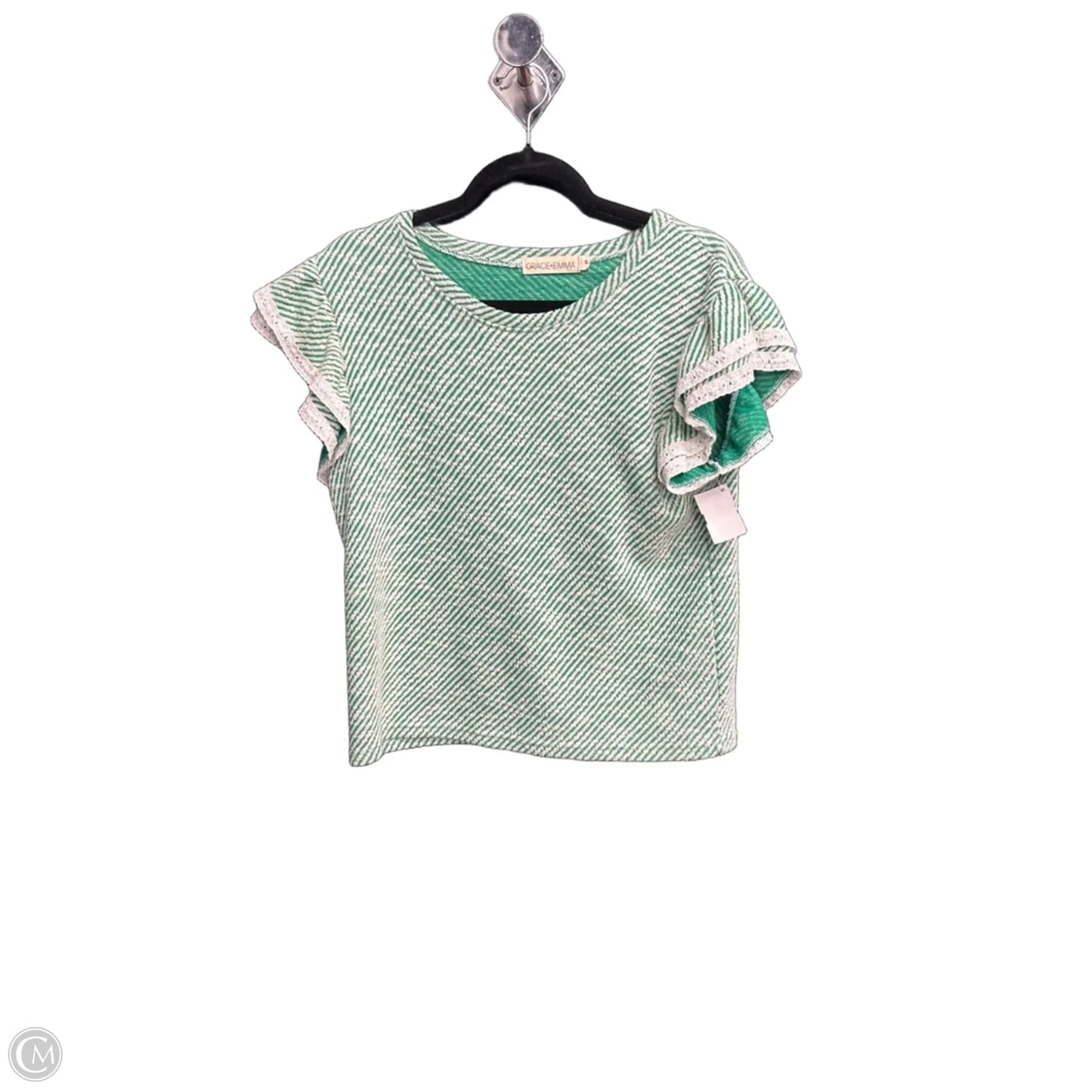 Top Short Sleeve By Clothes Mentor In Green & White, Size: S
