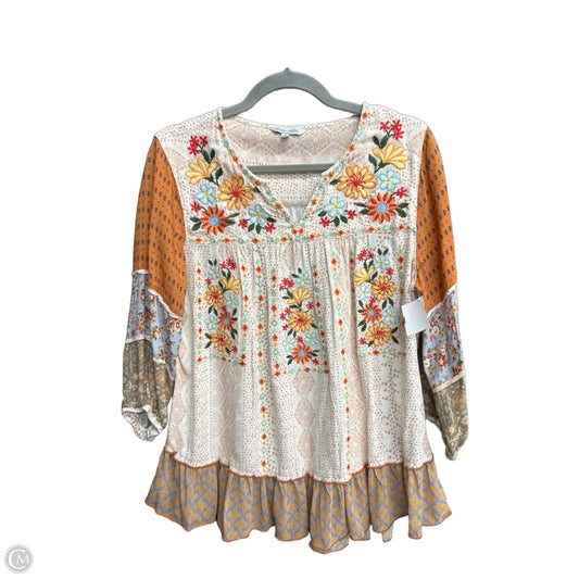 Top 3/4 Sleeve By John Mark In Floral Print, Size: S