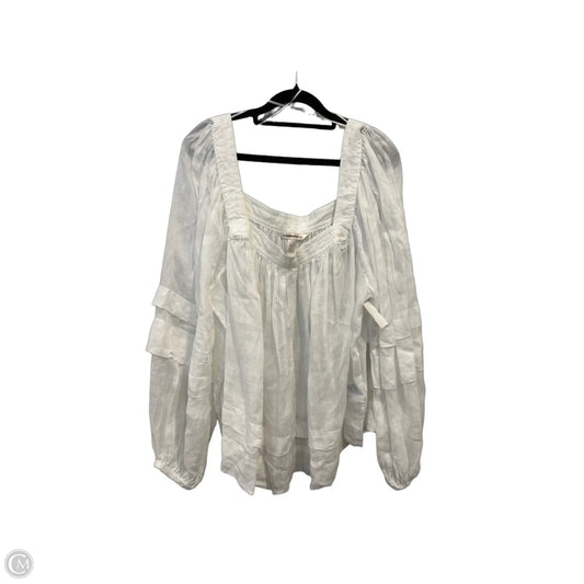 Top Long Sleeve By Banana Republic In White, Size: 2x
