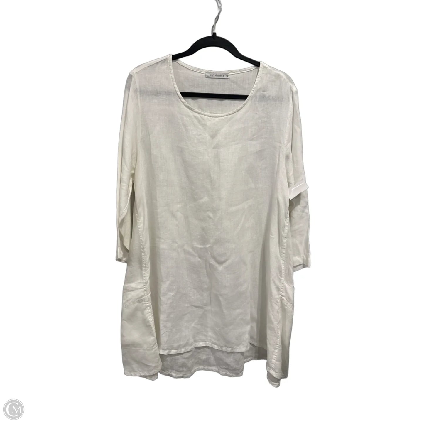 Tunic 3/4 Sleeve By Cut Loose In White, Size: Xl