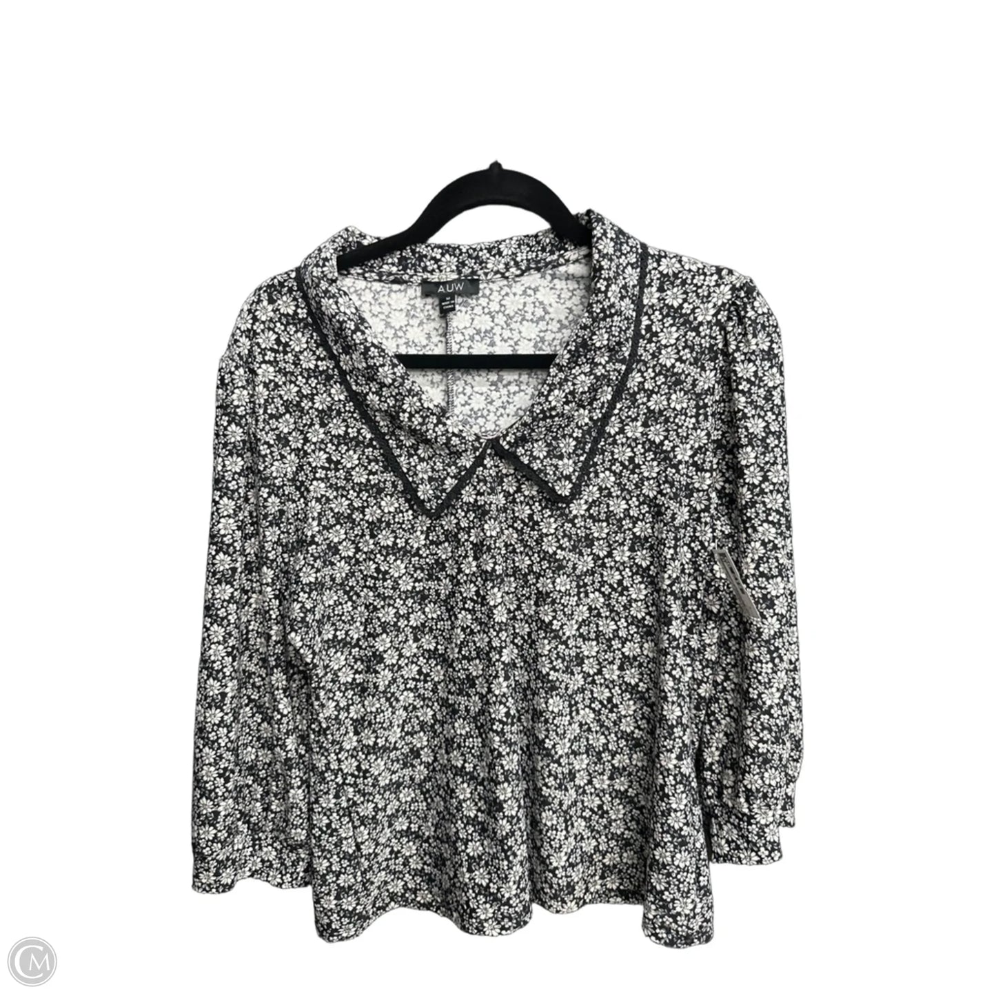 Top 3/4 Sleeve By Auw In Floral Print, Size: M
