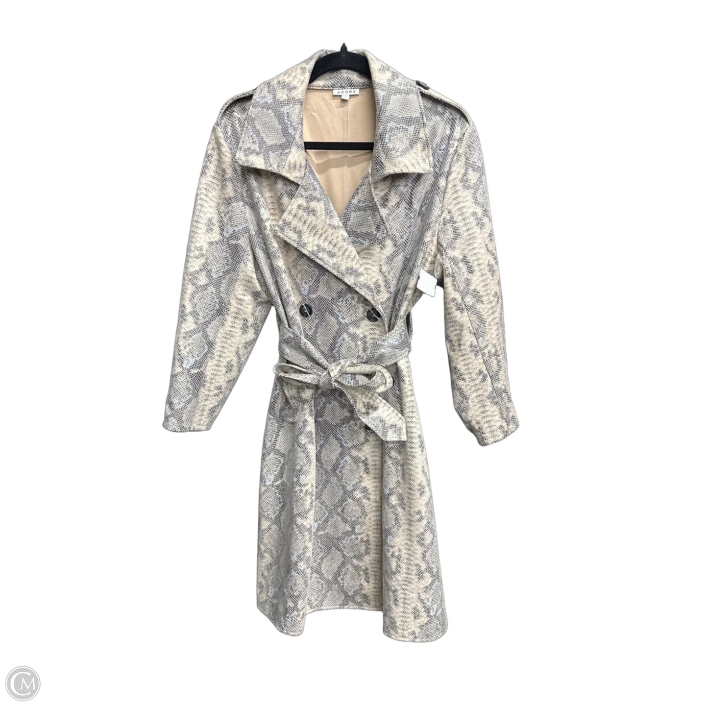 Coat Trench Coat By Adore In Snakeskin Print, Size: Xl