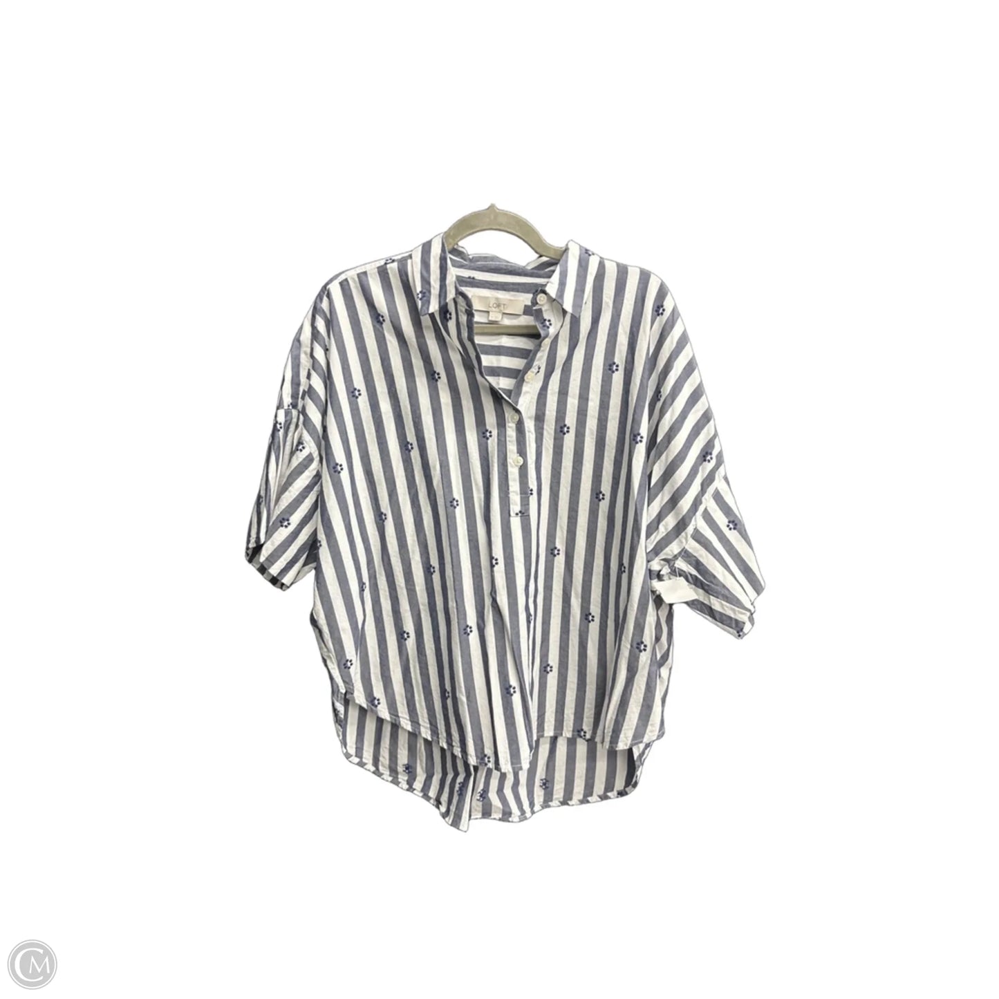 Top Short Sleeve By Loft In Striped Pattern, Size: M