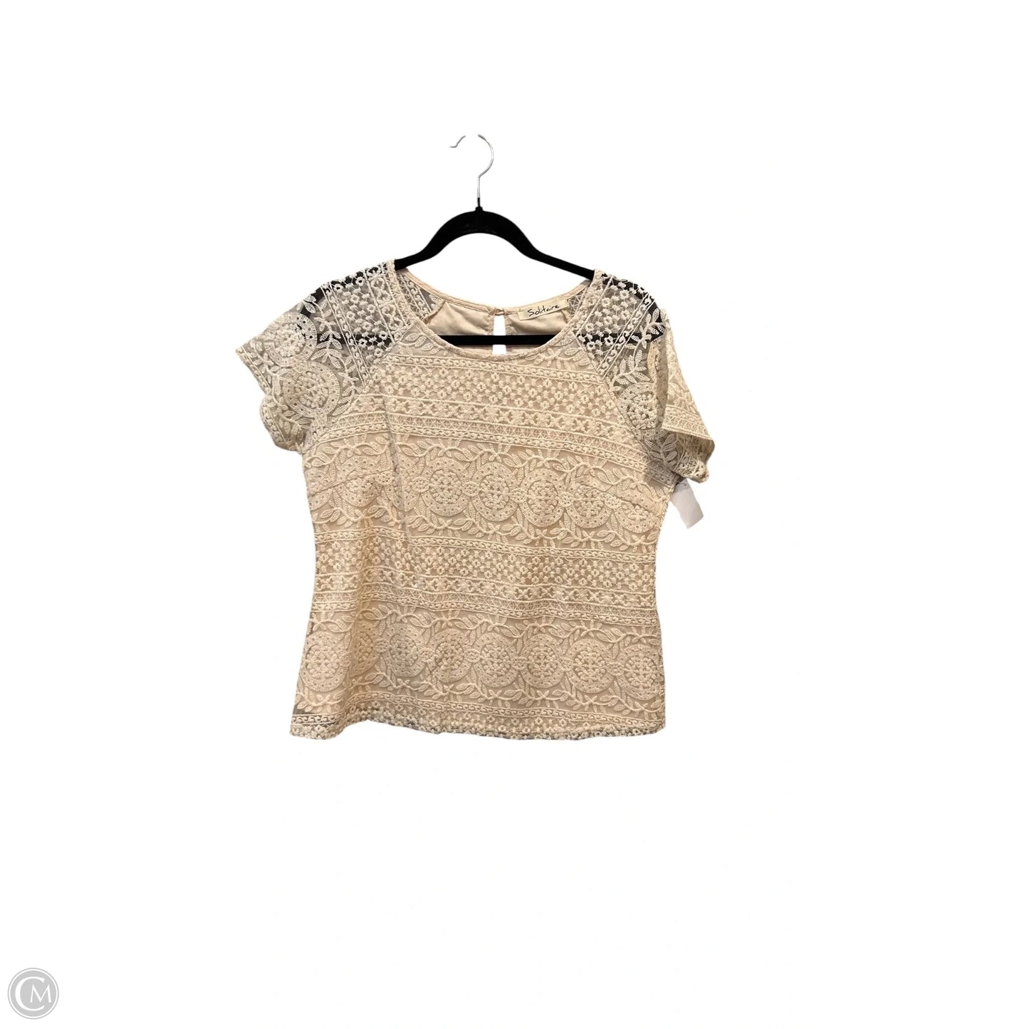 Top Short Sleeve By Solitaire In Cream, Size: M