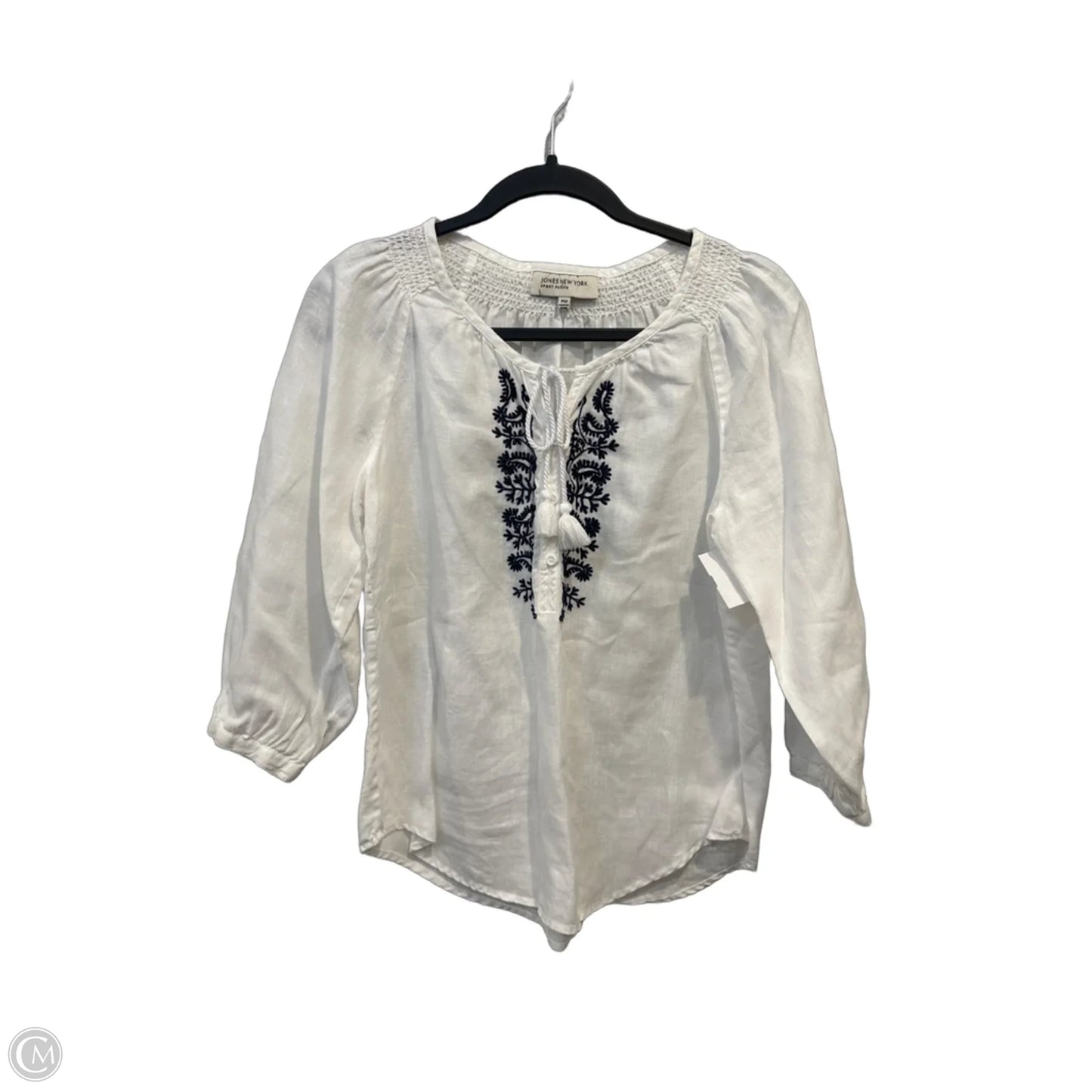 Top Long Sleeve By Jones New York In White, Size: Mp