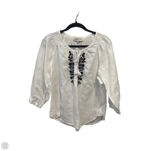 Top Long Sleeve By Jones New York In White, Size: Mp