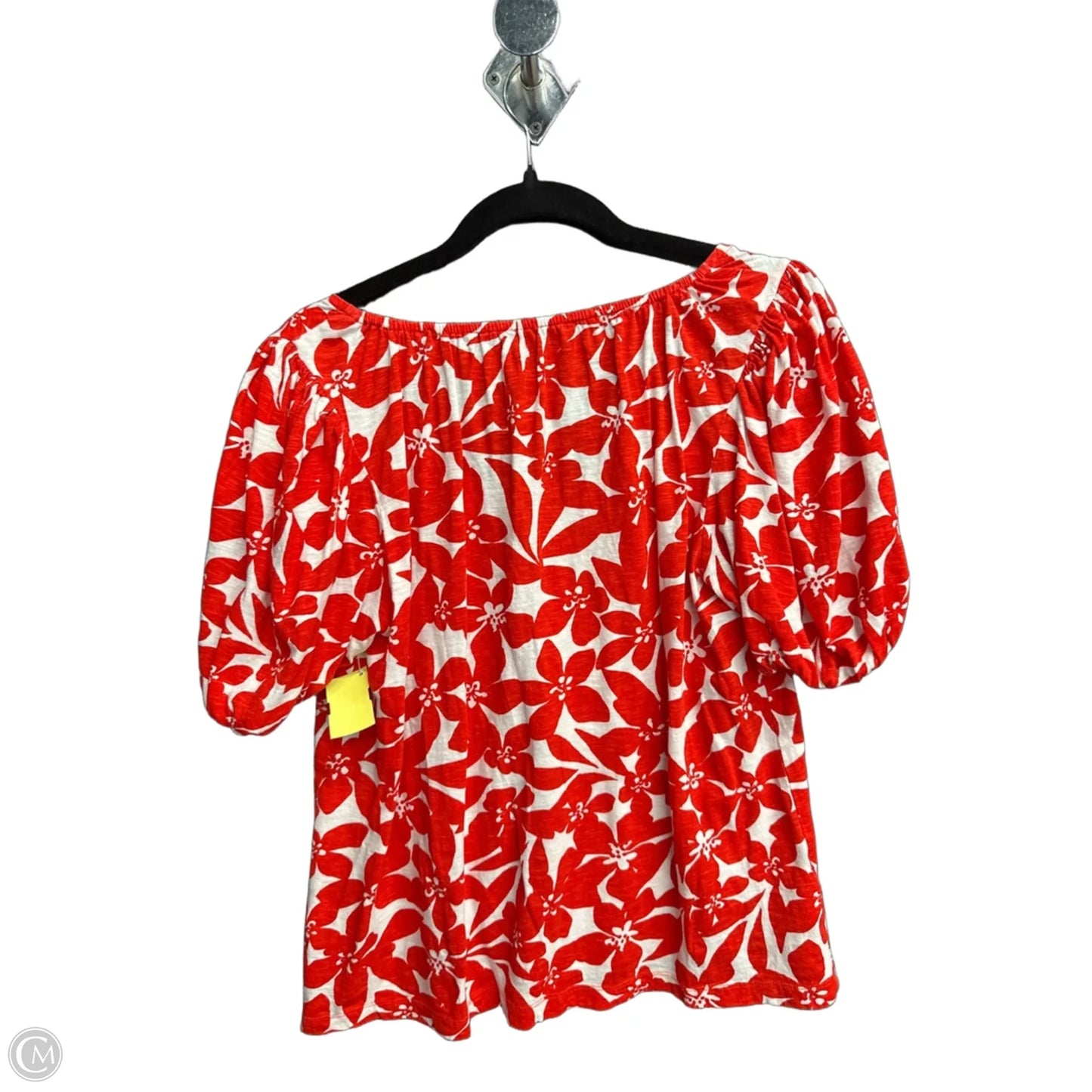 Top Short Sleeve By Loft In Red & White, Size: M