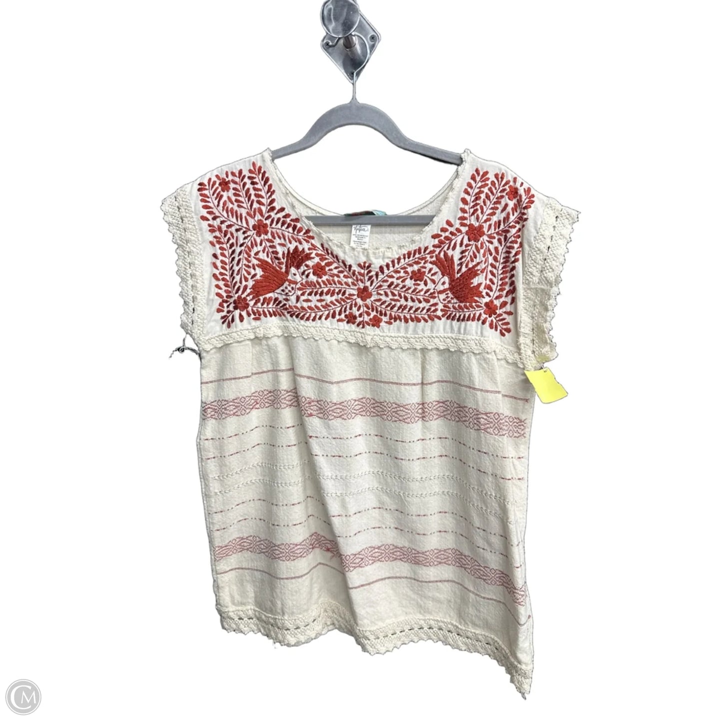 Top Short Sleeve By Clothes Mentor In Cream, Size: L