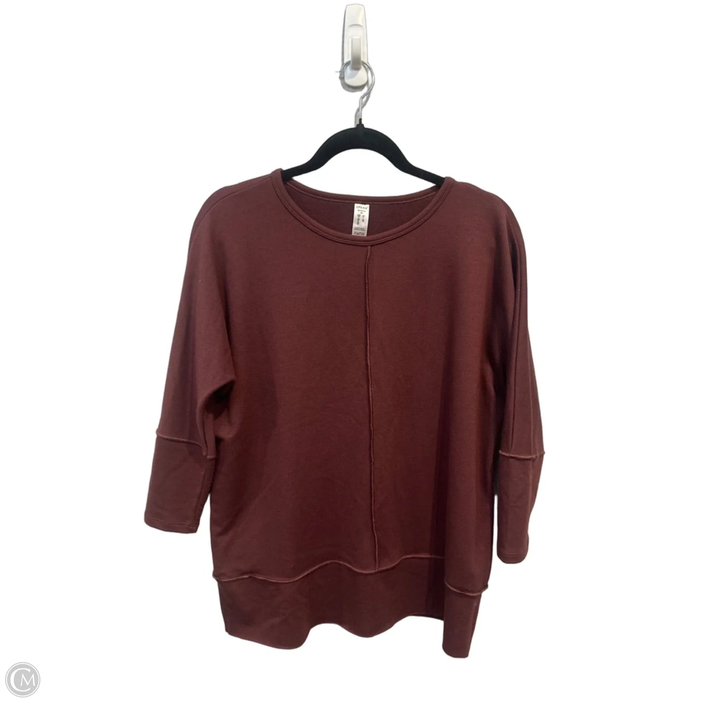 Top 3/4 Sleeve By Spanx In Maroon, Size: Xs