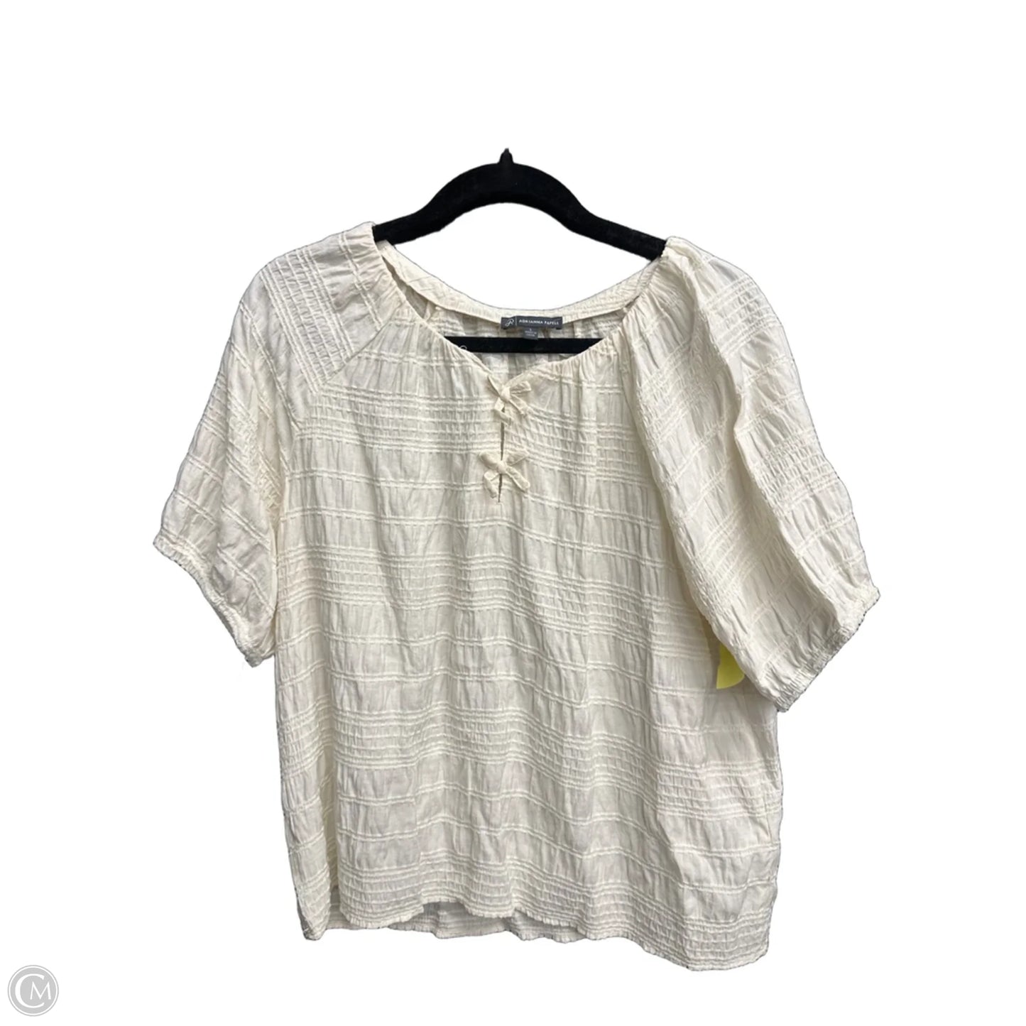 Top Short Sleeve By Adrianna Papell In Cream, Size: L