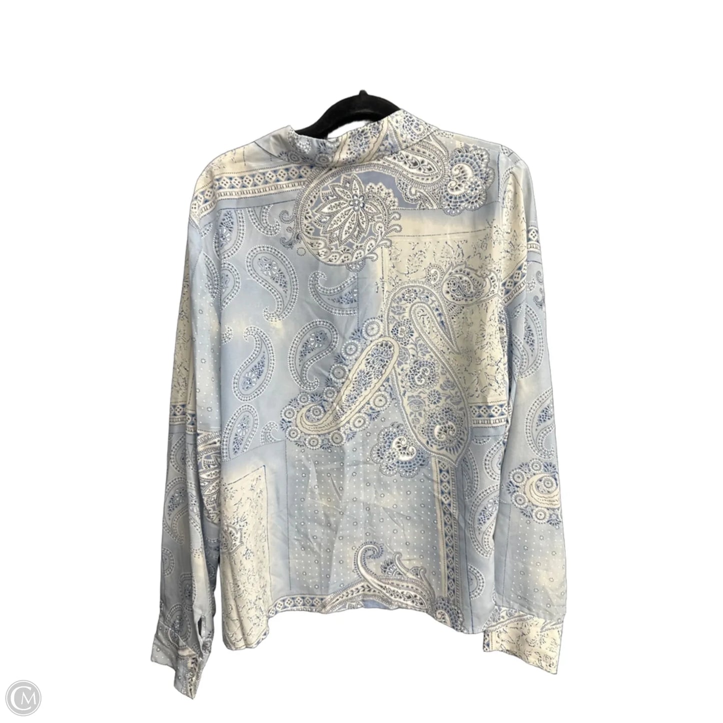 Top Long Sleeve By Cable And Gauge In Blue & White, Size: L