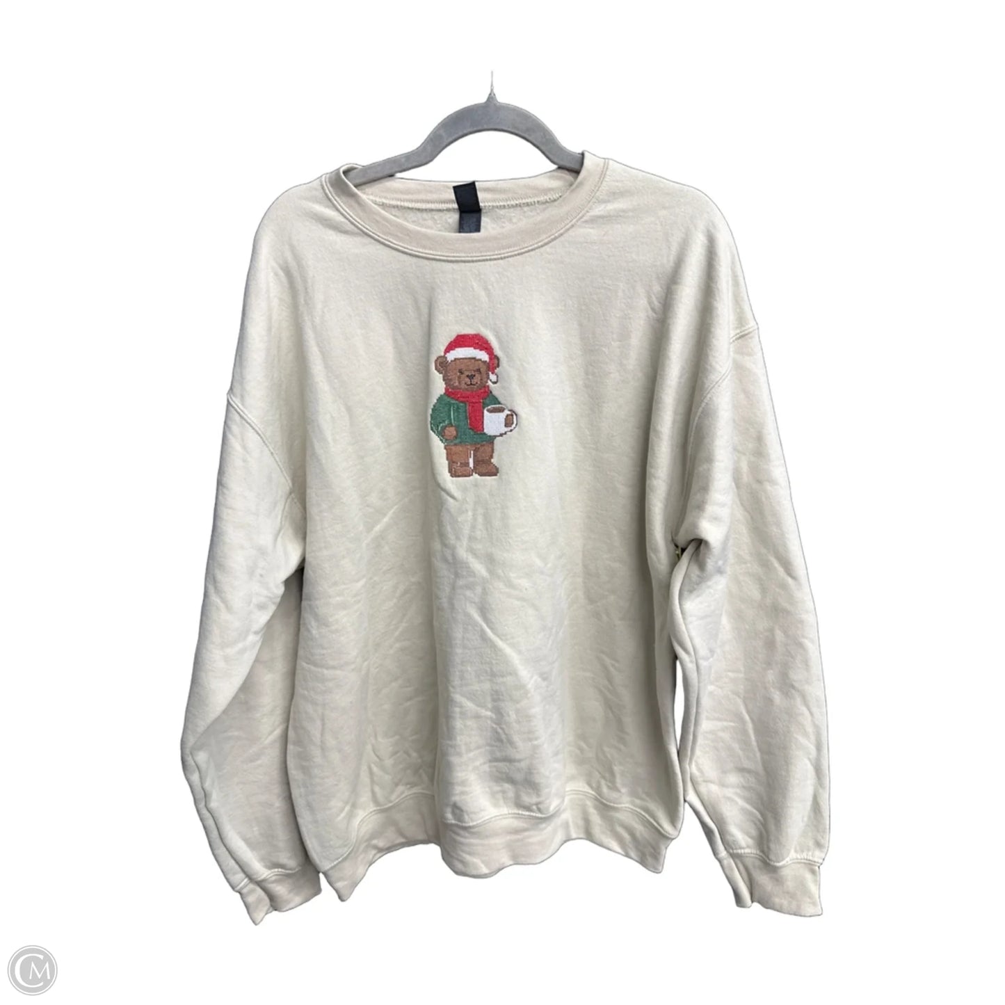 Sweatshirt Crewneck By Gildan In Cream, Size: L