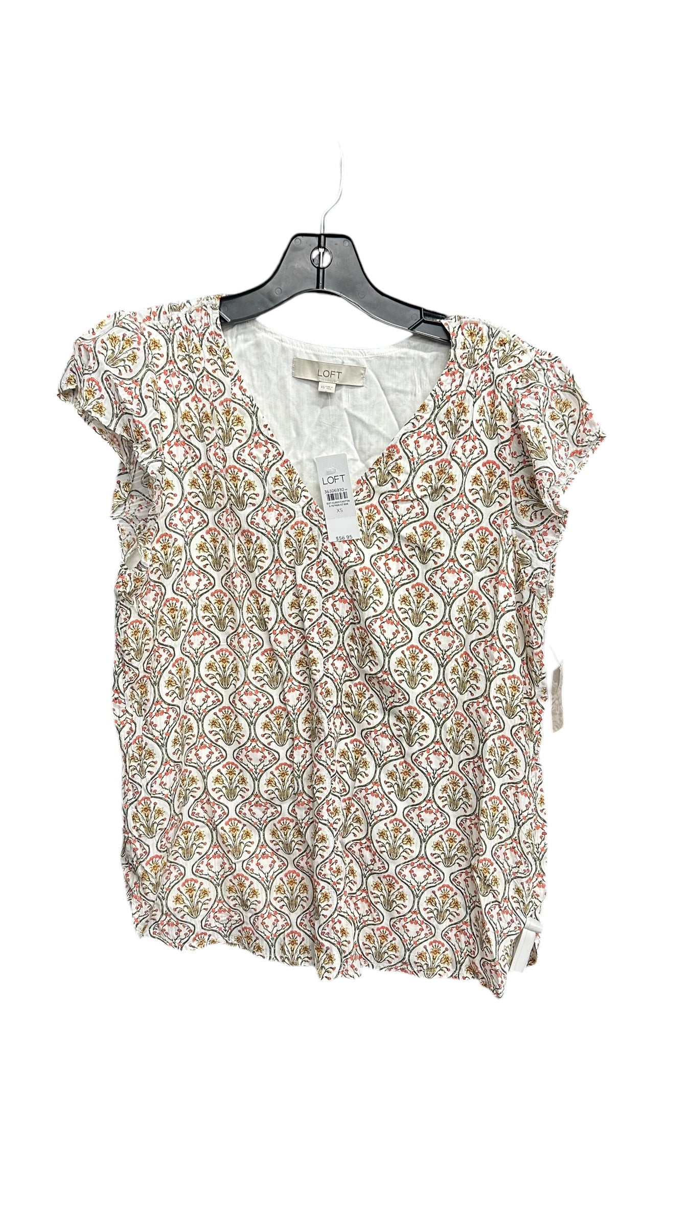 Top Short Sleeve By Loft In Floral Print, Size: Xs