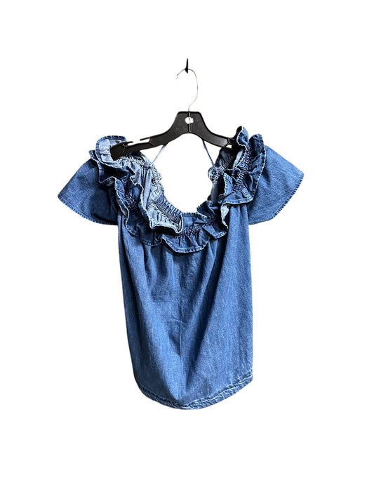 Top Short Sleeve By Free People In Blue Denim, Size: M