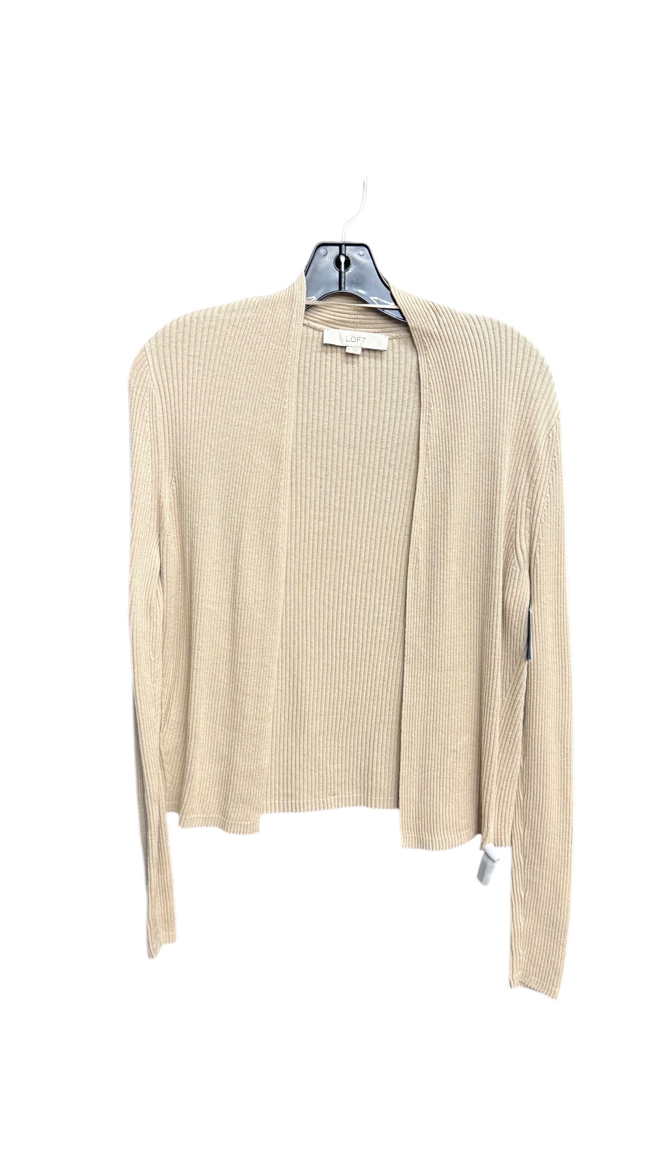 Sweater Cardigan By Loft In Beige, Size: L