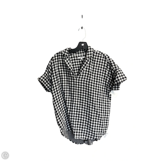 Top Short Sleeve By Madewell In Plaid Pattern, Size: S