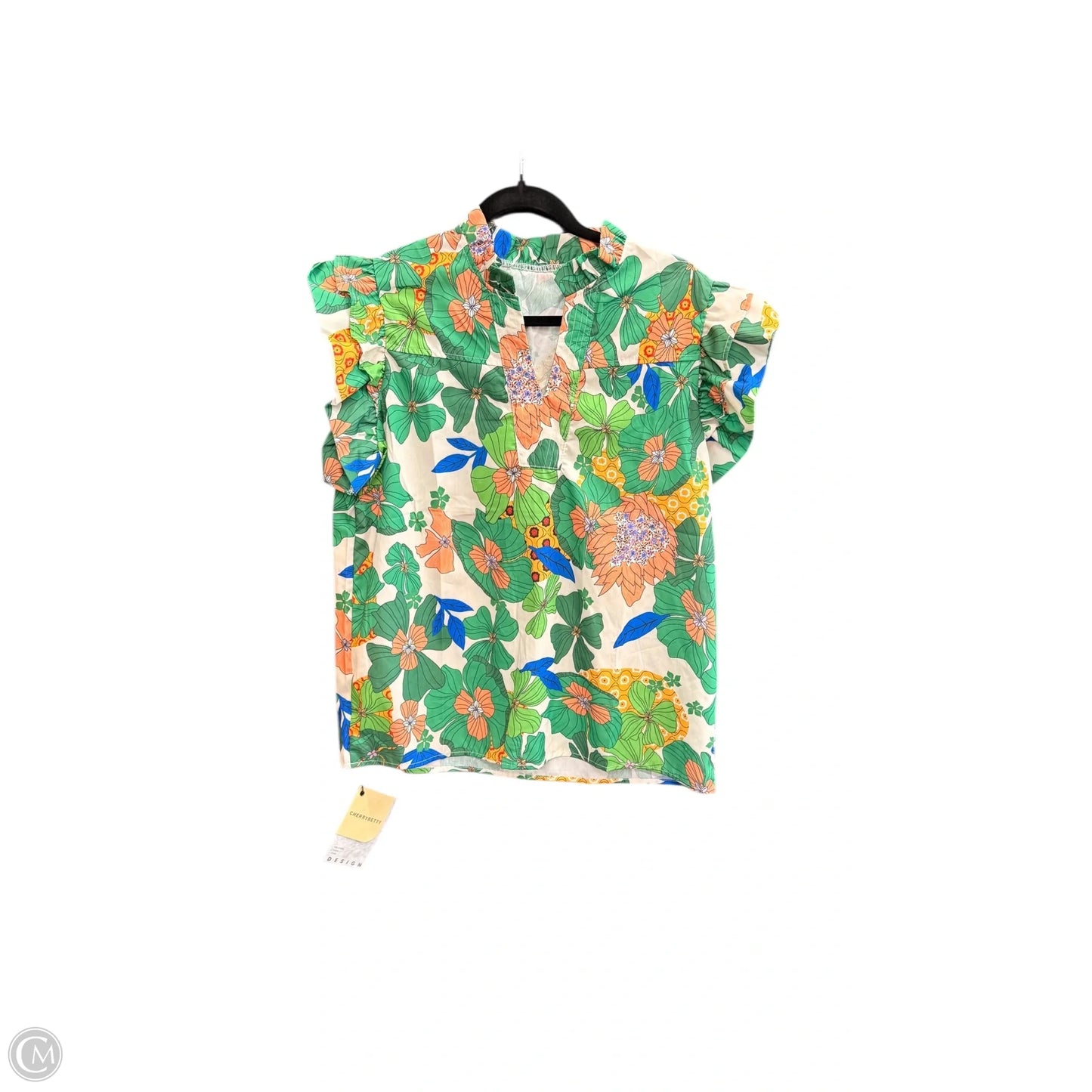 Top Sleeveless By Clothes Mentor In Green & Orange, Size: M