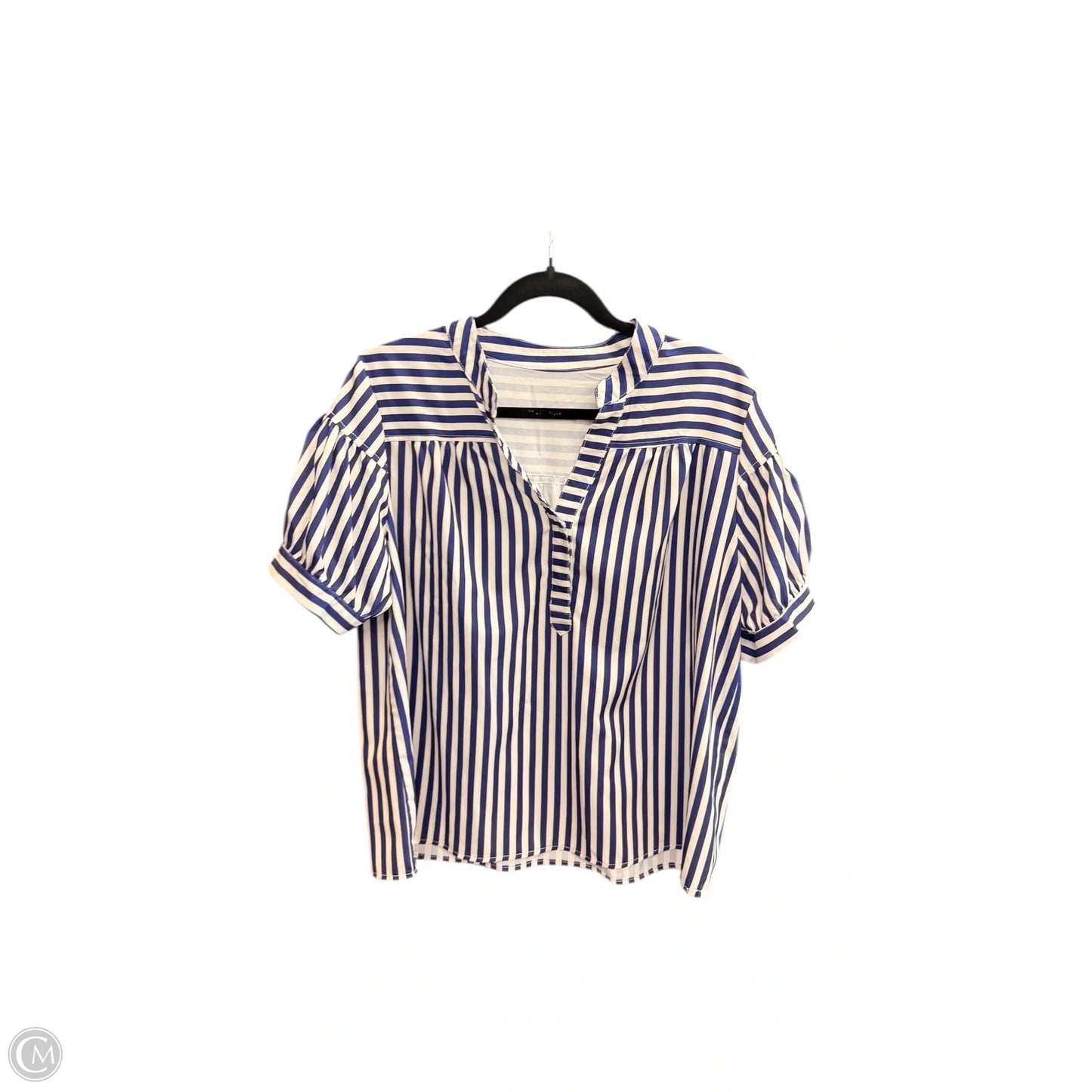 Top Short Sleeve By Clothes Mentor In Blue & White, Size: M