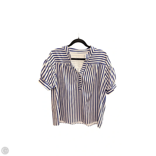 Top Short Sleeve By Clothes Mentor In Blue & White, Size: M
