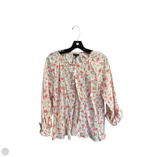 Top Long Sleeve By Talbots In Floral Print, Size: L