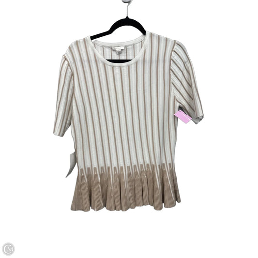 Top Short Sleeve By Cache In Cream & Tan, Size: Xl